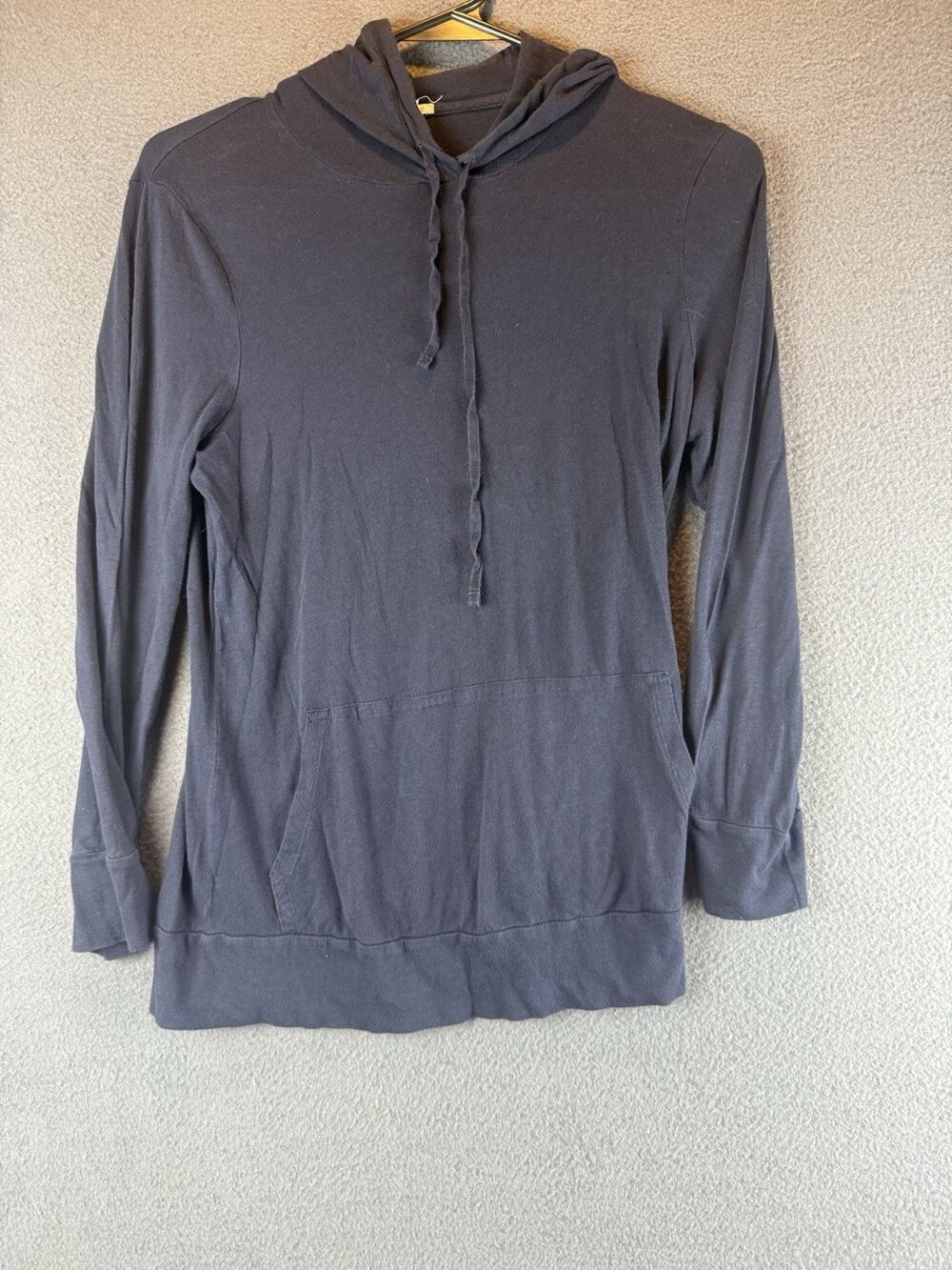 J.Crew Women's Hooded Long Sleeve T-Shirt Navy Blue Cotton Size Medium